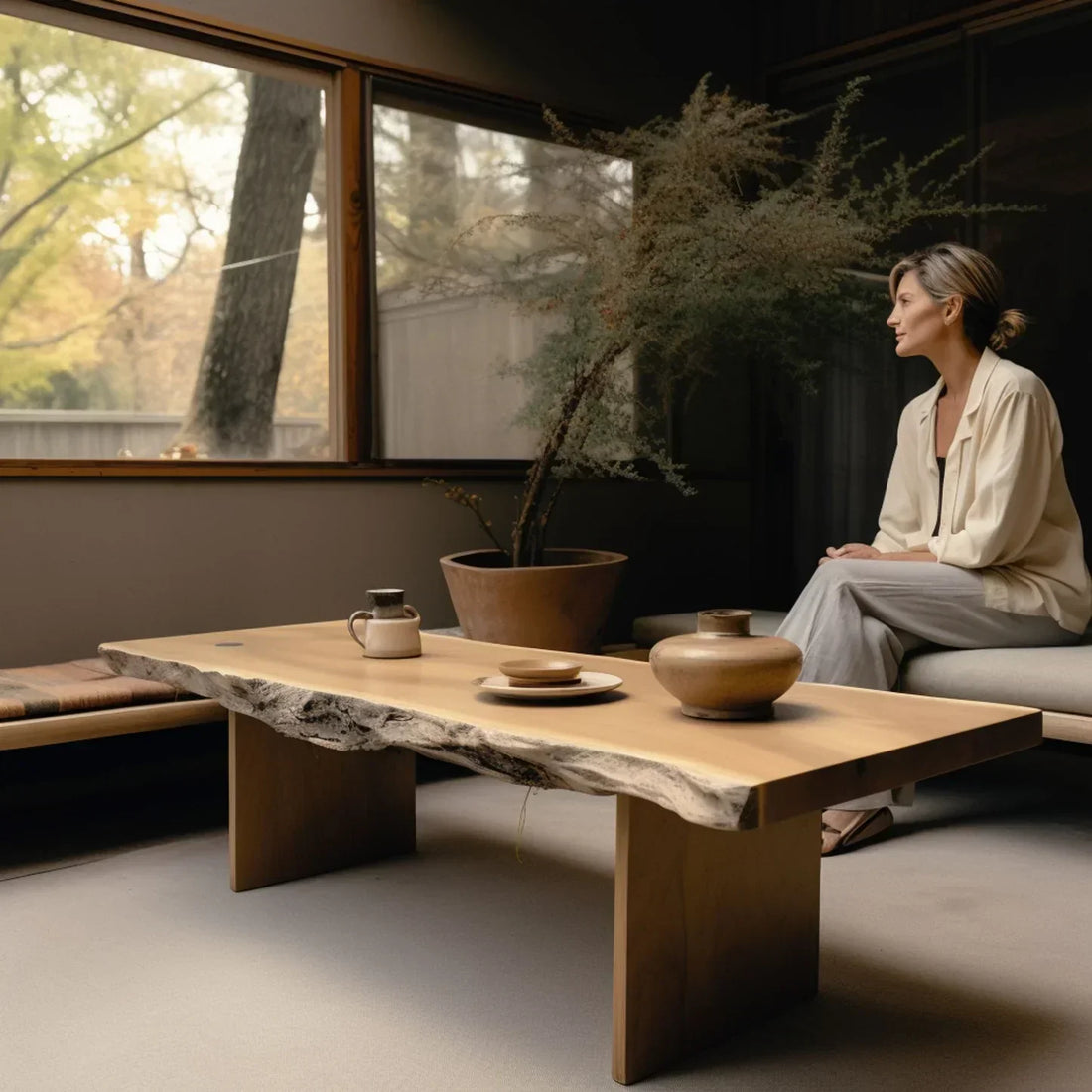  femme pratiquant un rituel matinal avec de l'encens dans une ambiance zen 