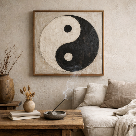 Salon minimaliste avec encens naturel créant ambiance harmonieuse