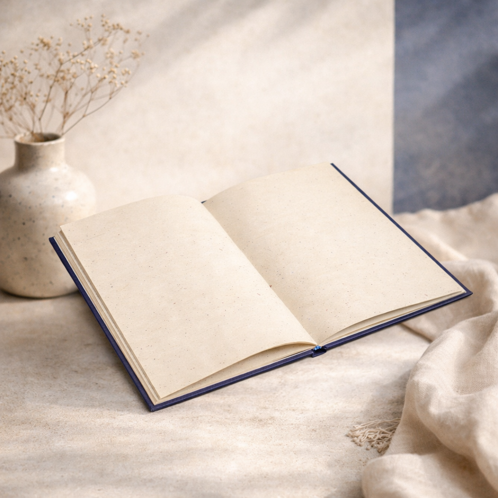 Carnet  Phases de la Lune Bleu Nuit - Pages Blanches Papier Recyclé