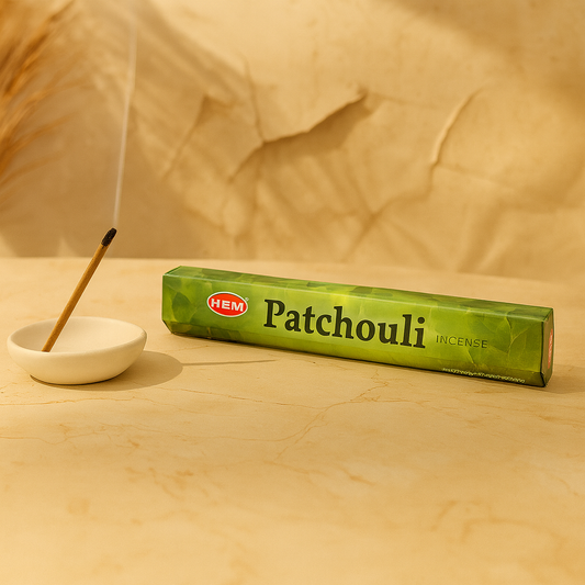 Encens Patchouli HEM - Bâtons d'encens terreux pour ancrage et créativité
